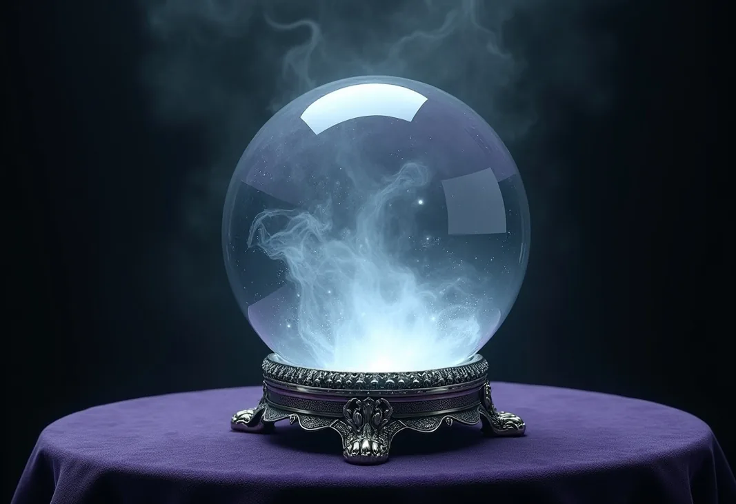 Crystal ball on silver claw stand